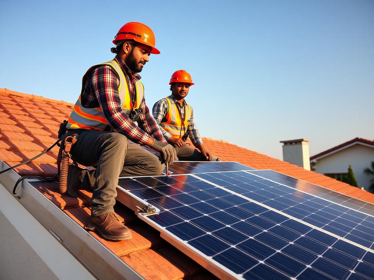 RSMN Solar engineers installing rooftop solar panels